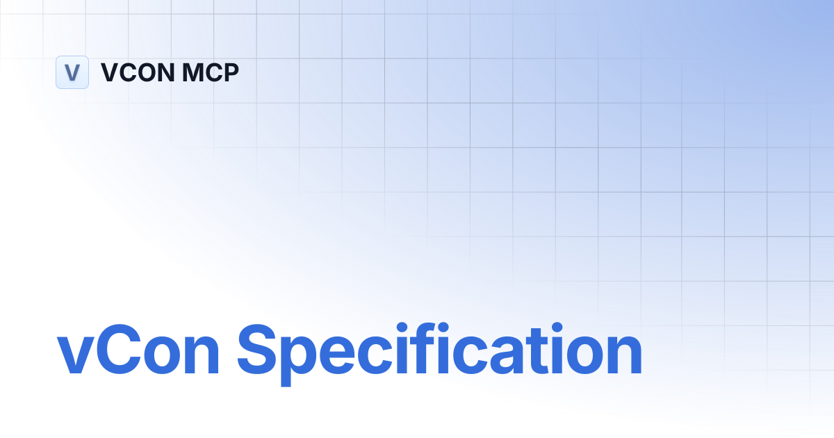 vCon Specification | VCON MCP